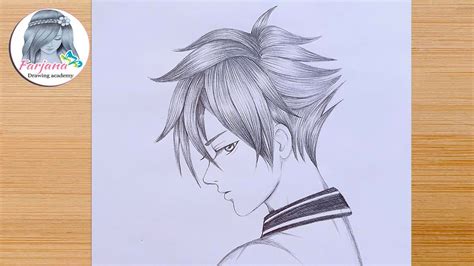 How to draw Anime Boy "Using only ONE PENCIL" - step by step || Drawing ...