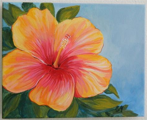 Hibiscus Painting Yellow and Red Hibiscus Origianl Painting