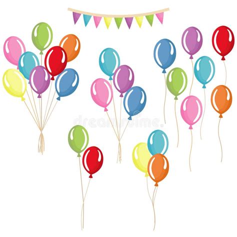 Groups, Bunches of Helium Balloons. Stock Illustration - Illustration ...