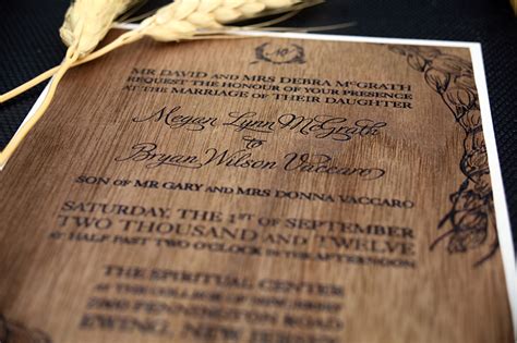 unique wedding invitations for rustic ranch wedding wood veneer | OneWed.com