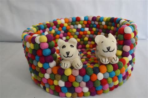 25% DiscountFreckle felt ball pet bed handmade in Nepal dog