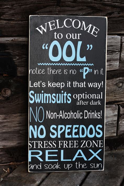 Pool Sign ool rules pool rules Outdoor sign | Etsy