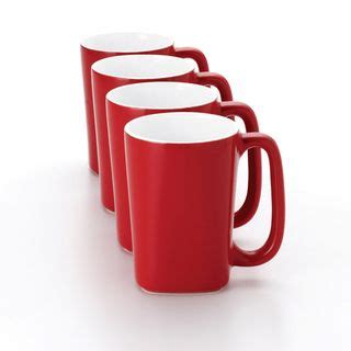 Rachael Ray Red Round and Square 14-Ounce Mugs (Set of 4) | Mugs, Mugs set, Coffee mug sets