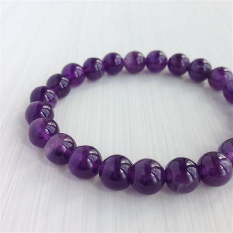 Women's Beaded Bracelet 8mm Amethyst Beaded Stretch