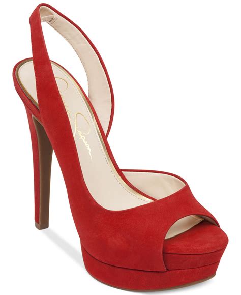 Lyst - Jessica Simpson Sabella Slingback Platform Pumps in Red