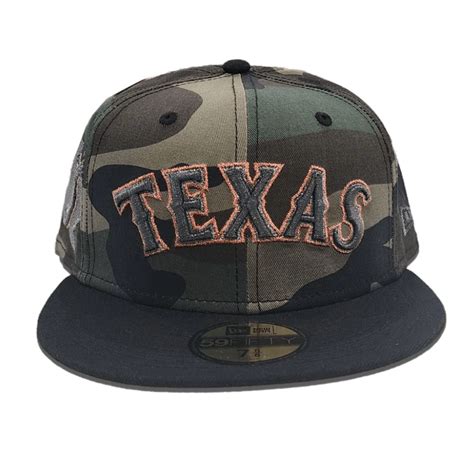 New Era Texas Rangers Woodland Camo/Black State Map 59FIFTY Fitted Hat