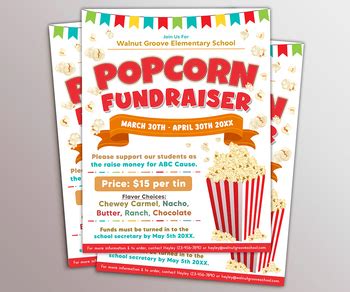 DIY Popcorn Fundraiser Flyer Template | Fundraiser Event Charity Invite