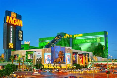 Main Street of Las Vegas-is the Strip in Evening Time. Casino, Hotel and Resort-MGM Grand ...