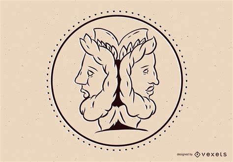 Greek God Janus Illustration Vector Download