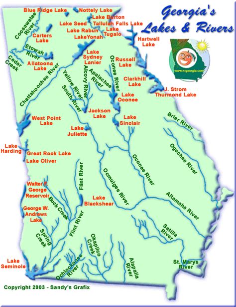 Lakes In Georgia Map | Map Of West