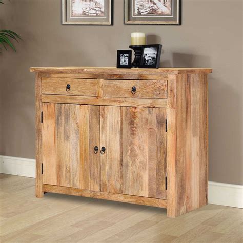 Waldo Rustic Mango Wood 2 Drawer Small Sideboard Cabinet