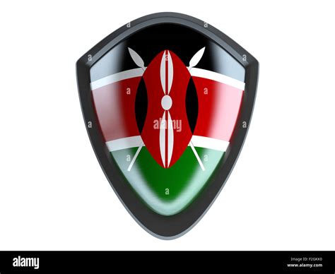 Kenya flag on metal shield isolate on white background Stock Photo - Alamy