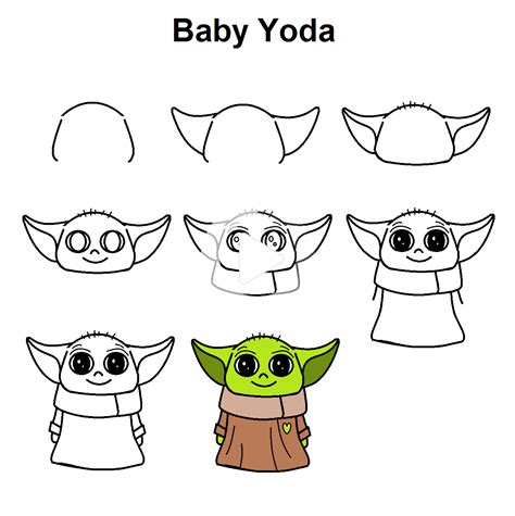 Baby Yoda | Cute easy drawings, Easy doodles drawings, Yoda drawing