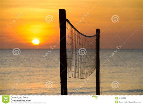 Volleyball net at sunset stock image. Image of outdoor - 30435969 ...