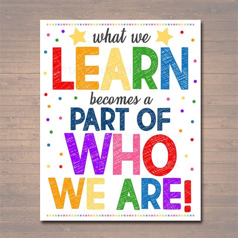 PRINTABLE What We Learn Becomes a Part of Who We Are Poster, INSTANT DOWNLOAD, Motivational ...