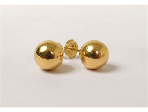 Pair of gold earrings pearl solid 18K gold earrings twentieth century