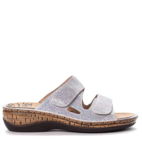 Propet Joelle Medium/wide Slide Sandals in Silver (Metallic) - Lyst