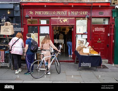 The Portobello Print & Map Shop in Portobello Road Market in Notting Hill, London England United ...