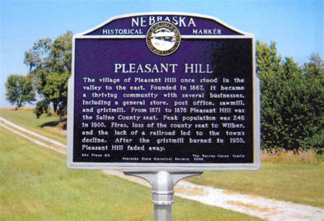 Nebraska Historical Marker: Pleasant Hill - E Nebraska History