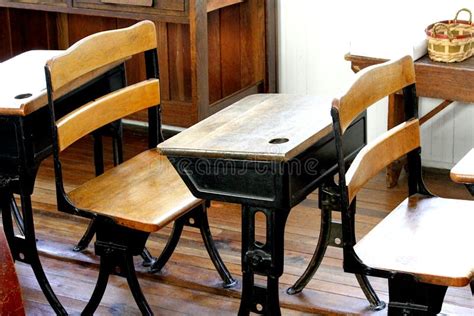 Old School: Classroom With Desks - V Stock Photo - Image of class ...