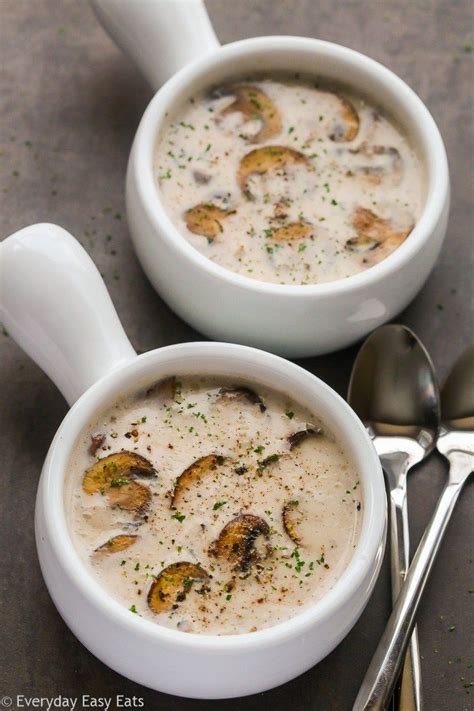 Easy Creamy Mushroom Soup Recipe | EverydayEasyEats.com | Mushroom soup recipes, Creamy mushroom ...