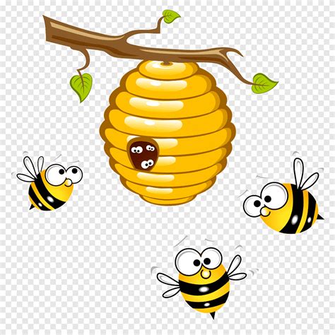 Three bees flying around hive, Honey bee Beehive Bumblebee, bee, food ...