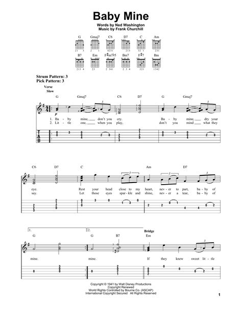 Baby Mine (from Walt Disney’s Dumbo) Sheet Music | Ned Washington | Easy Guitar Tab