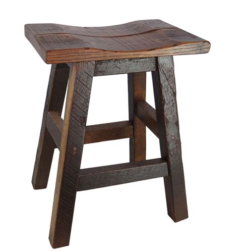 Barnwood Bar Stools 24" or 30" - Saddle Seat with Back | Wood bar stools, Rustic bar stools ...