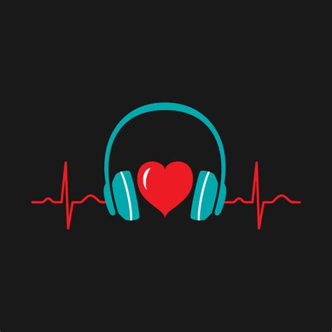 Heartbeat Heart Headphones, Music Lover, Concert, Musician - Heartbeat Headphones - T-Shirt ...