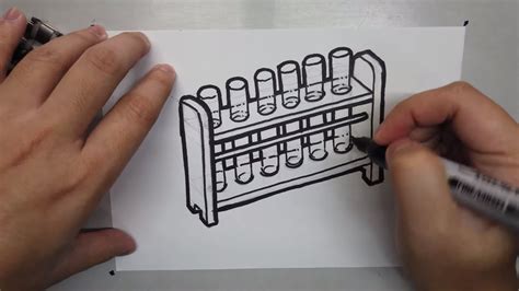 How to draw a test tube rack [ 4K ] - Easy Drawing Tutorial - YouTube