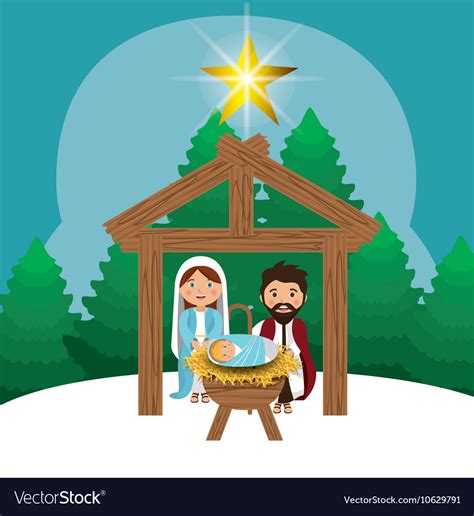 Silhouette manger merry christmas design Vector Image