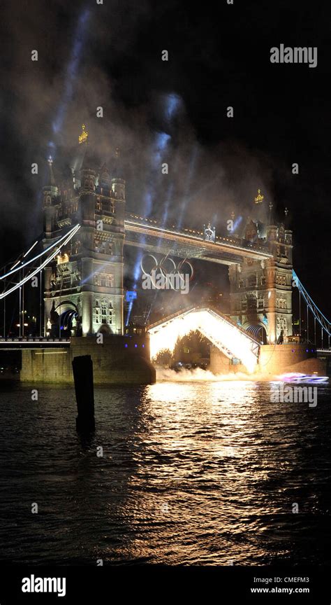 Illuminate the Tower Bridge during the Opening Ceremony at the 2012 ...