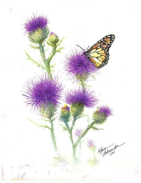 Annie's Thistle by Karen Schneider | Thistle painting, Thistles art, Watercolor flowers paintings