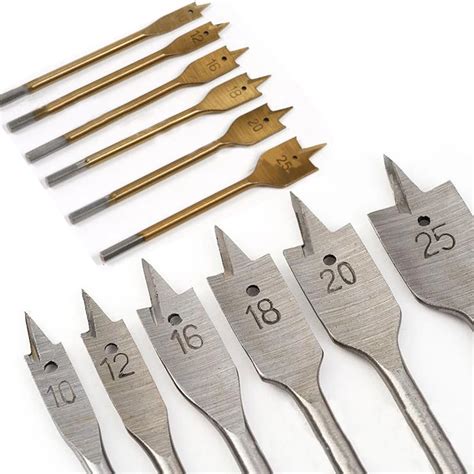 6pcs/set 10mm 25mm Flat Drill Long High carbon Steel Wood Flat Drill Set Woodworking Spade Drill ...