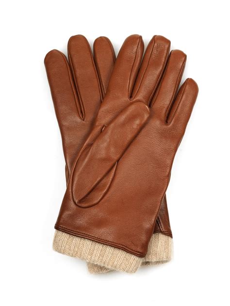 Lyst - Gucci Leather And Cashmere Gloves in Brown for Men