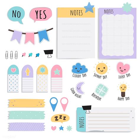 Cute sticky note papers printable set | free image by rawpixel.com / Chayanit | Note paper ...