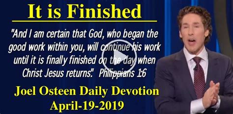 Joel Osteen (April-19-2019) Daily Devotion: It is Finished