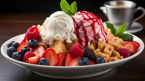 Premium AI Image | Ice Cream Dessert with Fresh Fruit