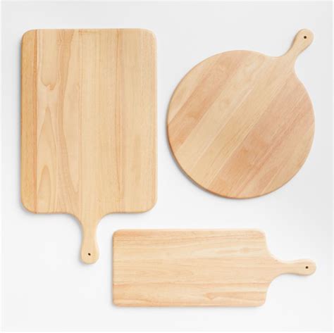 Tondo Natural Wood Serving Boards with Handles | Crate & Barrel