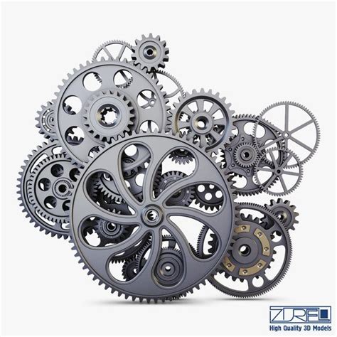 3d gear mechanism v 2 | Gears, Gear drawing, Steampunk artwork