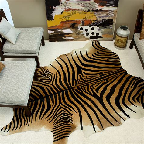 Cowhide Rug // Zebra Printed Light Brown - Cowhide Gallery - Touch of ...