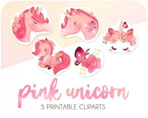 5 Digital Pink Unicorn stickers | Icons ~ Creative Market