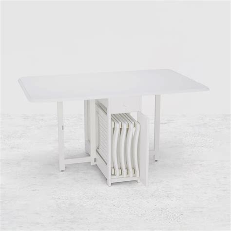 Free Shipping on 57" Modern White Folding Dining Table Set Solid Wood ...