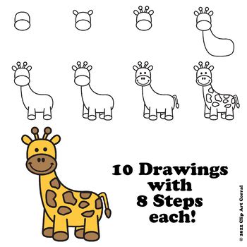 Zoo Animals Directed Drawing Clip Art by Clip Art Corral | TPT