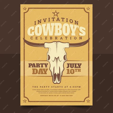 Free Vector | Hand drawn cowboy party invitation