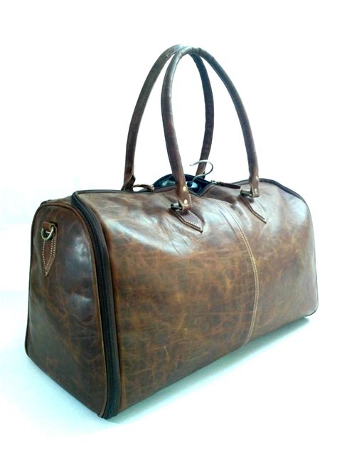 Duffel Bag Brown Vintage Leather Duffel Travel Bag, Packaging Type ...