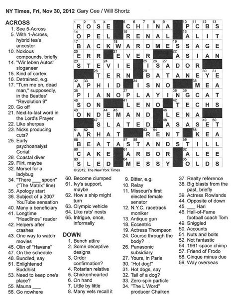 Seattle Times Crossword Printable