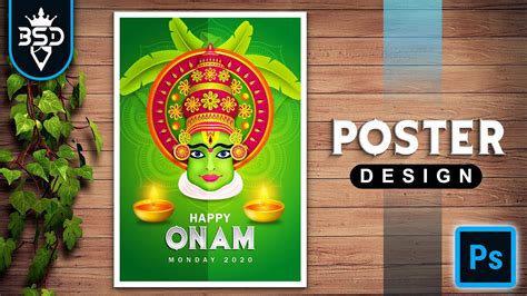 Onam kerala festival poster design in | Photoshop CC tutorial | - YouTube