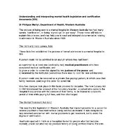 Document - Understanding and interpreting mental health legislation and certification documents ...