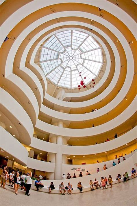 Guggenheim Museum by Frank Lloyd Wright, view of interior ceiling, New ...